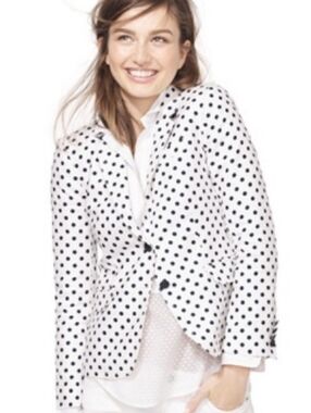 J.crew Polka Dots School boy blazer White Black Dots Sz 4 Nwe